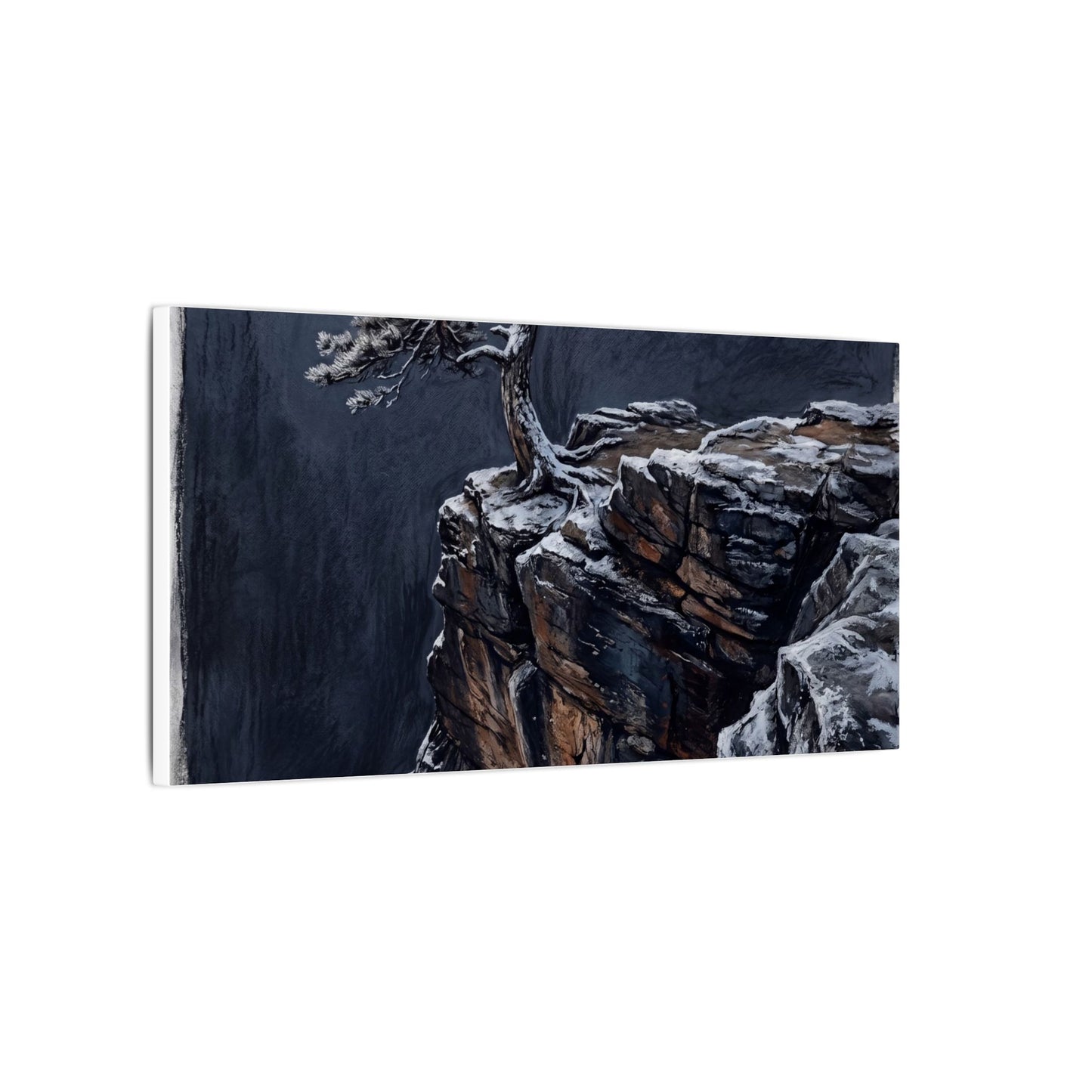 Dark Japandi Pine Tree in Dawn | Dark Texture Canvas Art