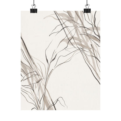 Japandi Shoji Screen in Dappled | Minimal Line Wall Art Print