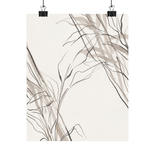 Japandi Shoji Screen in Dappled | Minimal Line Wall Art Print