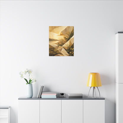 Golden Hour Paper Fold Canvas Art - Japandi Ma