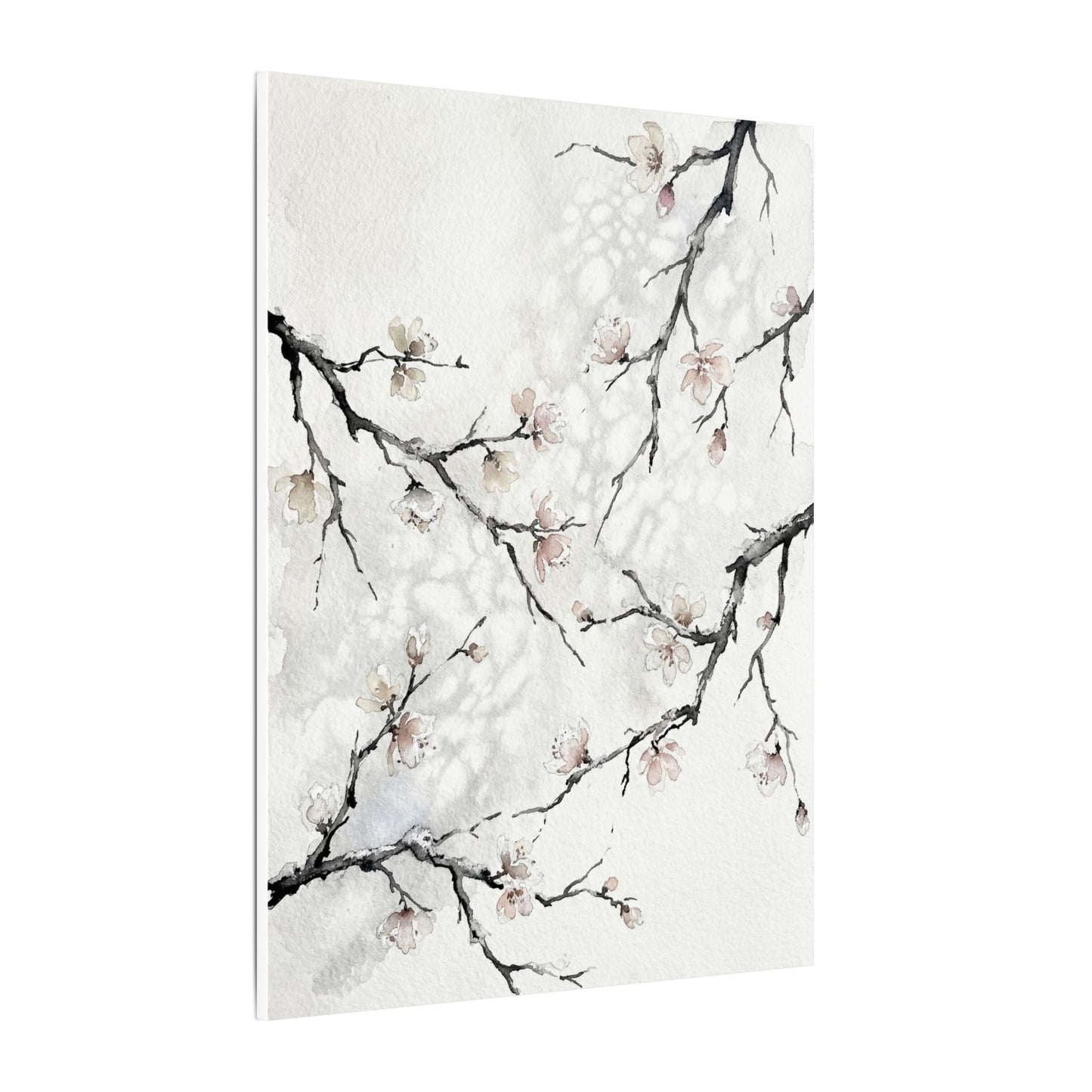 Cherry Blossom Canvas Art | Winter Japandi Watercolor Art