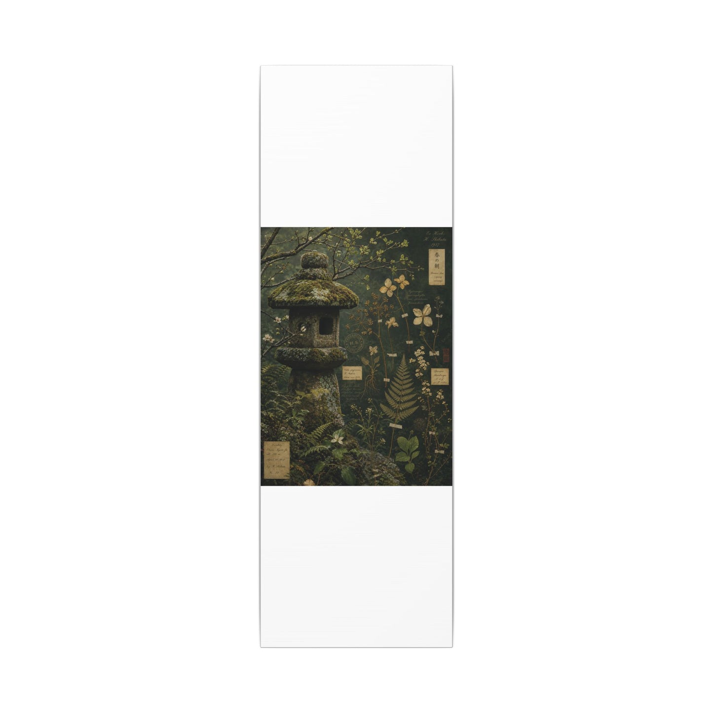 Spring Stone Lantern Herbarium Canvas Art | Nostalgic Decor