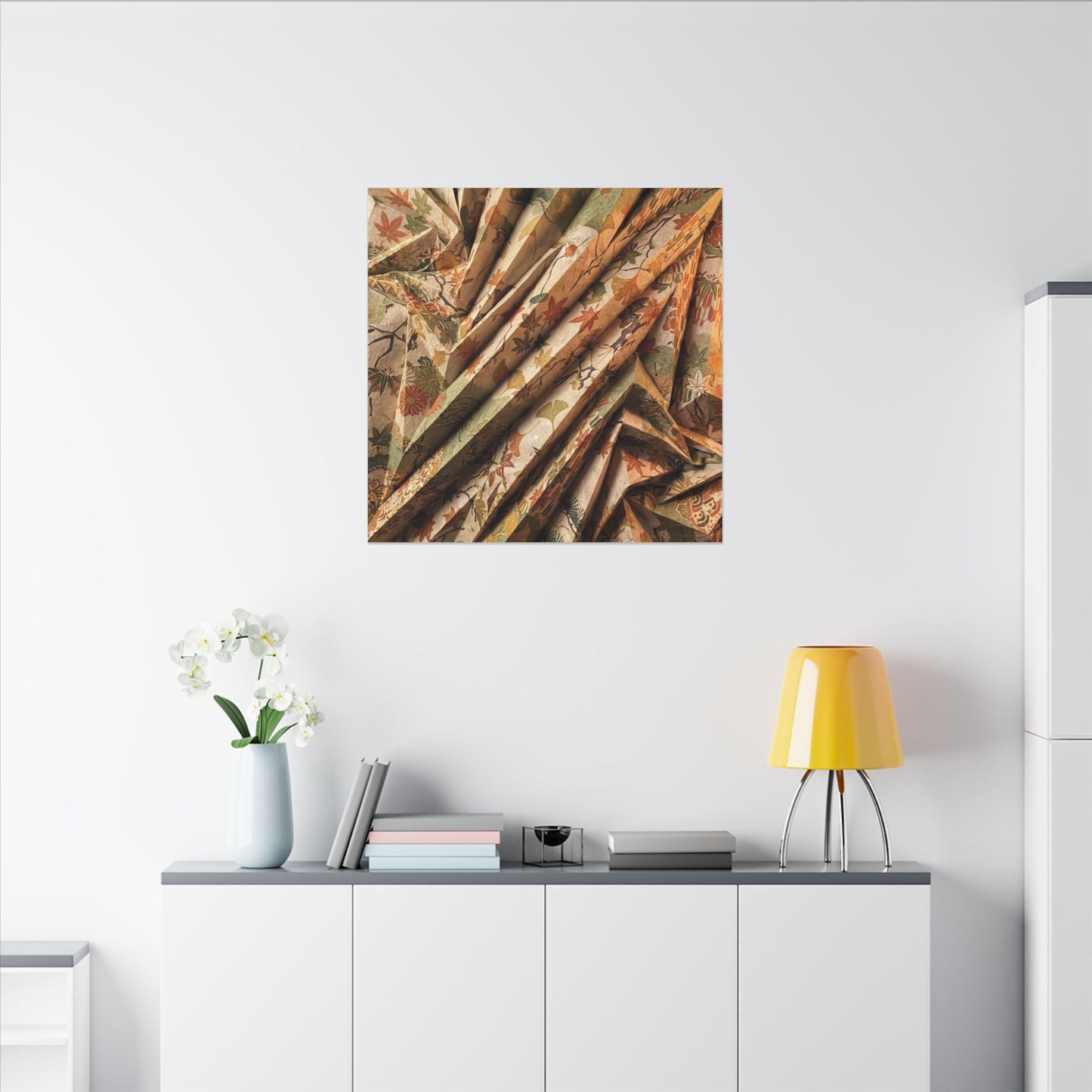 Paper Fold Autumn Canvas Art | Japandi Earthy Design