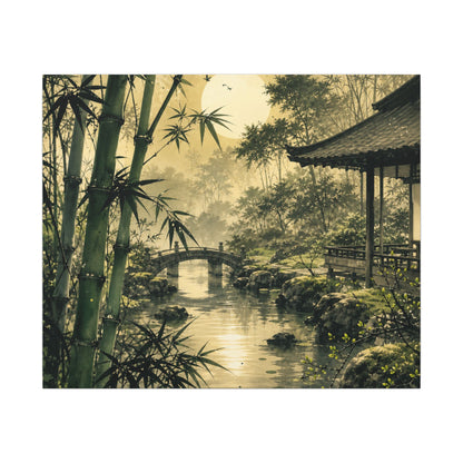 Moonlit Garden Sumi E Canvas Art | Calm Zen Art