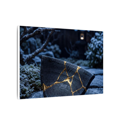 Moonlit Garden Winter Canvas Art | Kintsugi Artful Design