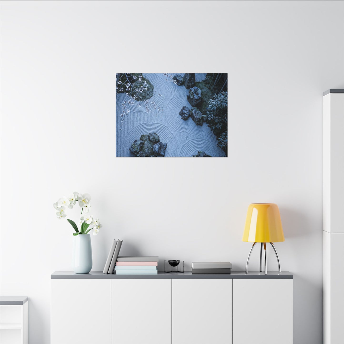 Contemplative Cherry Blossom Canvas Art - Karesansui Zen