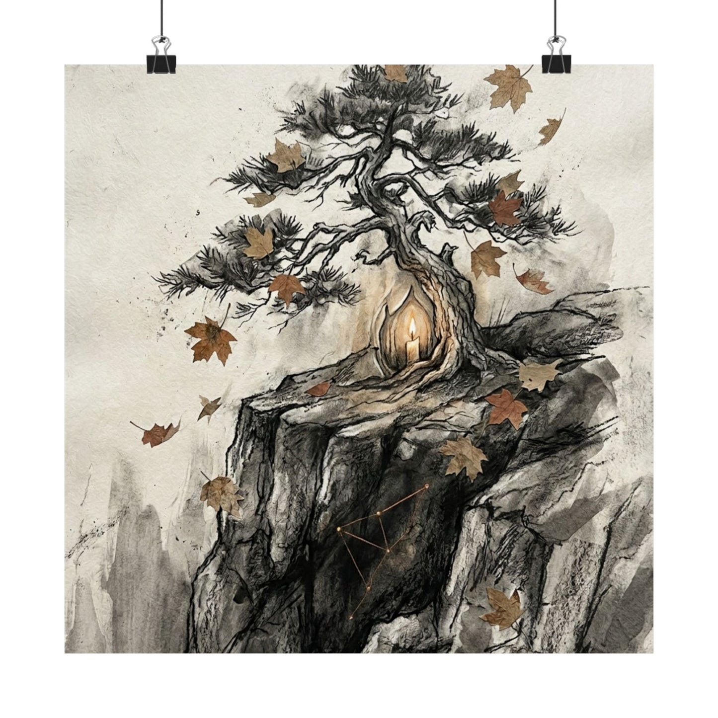 Pine Tree Autumn Wall Art Print | Japandi Elegant Design