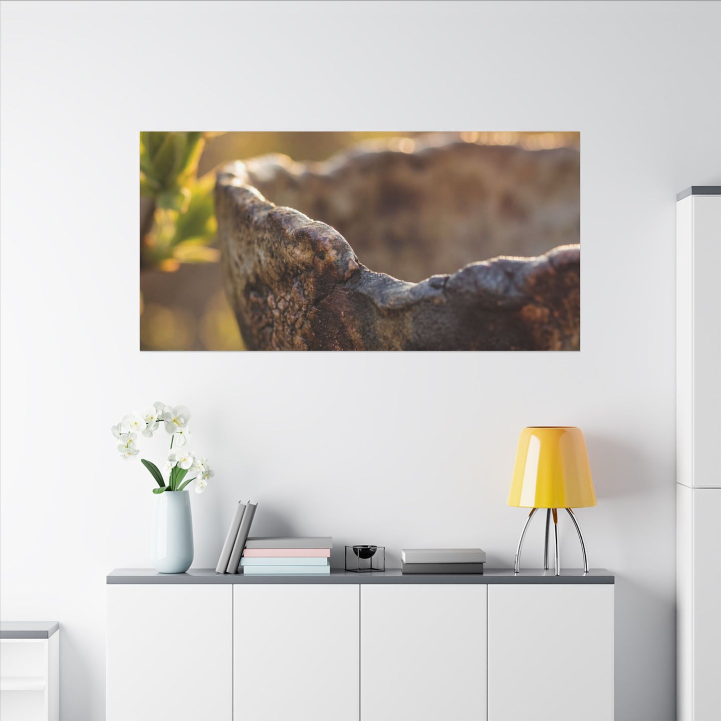 Golden Hour Ceramic Bowl Canvas Art - Dark Japandi Ma