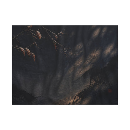 Atmospheric Silk Drape Canvas Art - Charcoal Ink Dark Japandi