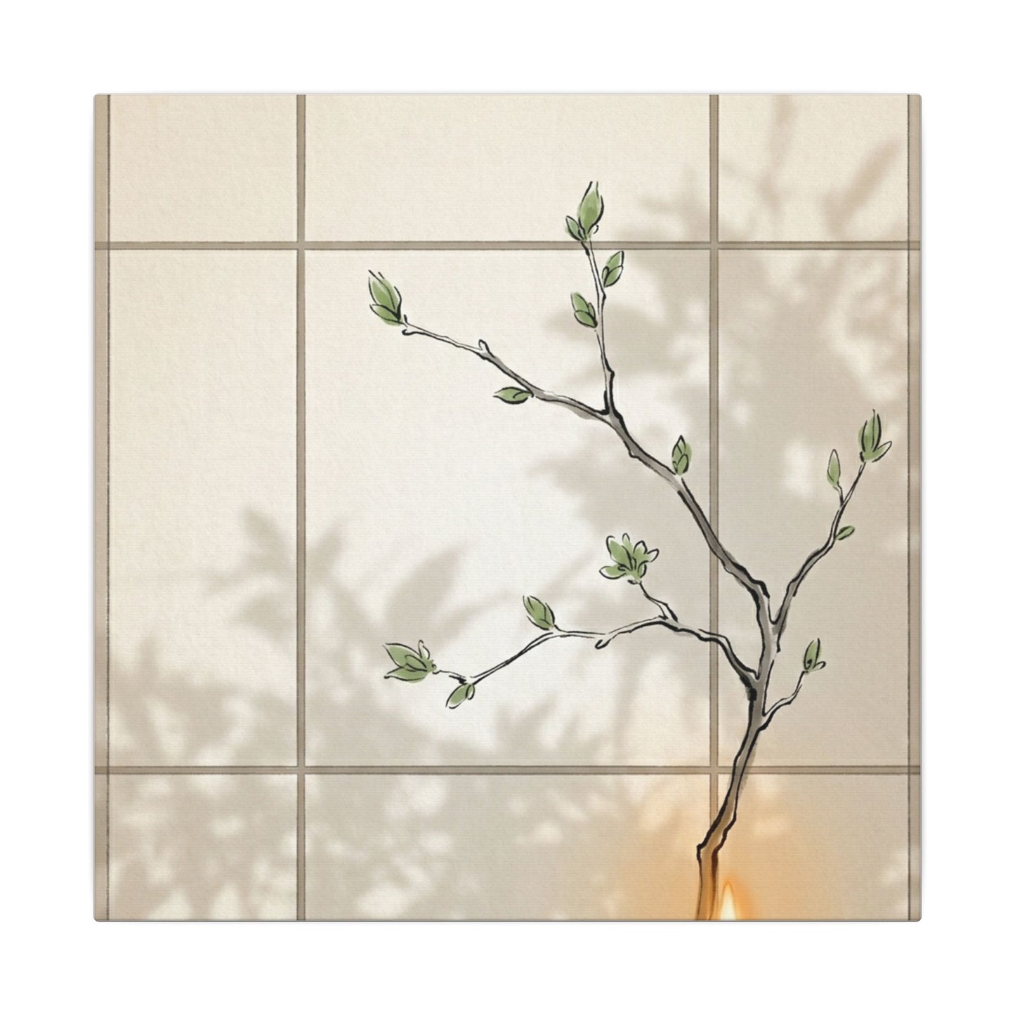 Shoji Screen Spring Canvas Art | Japandi Cozy Design