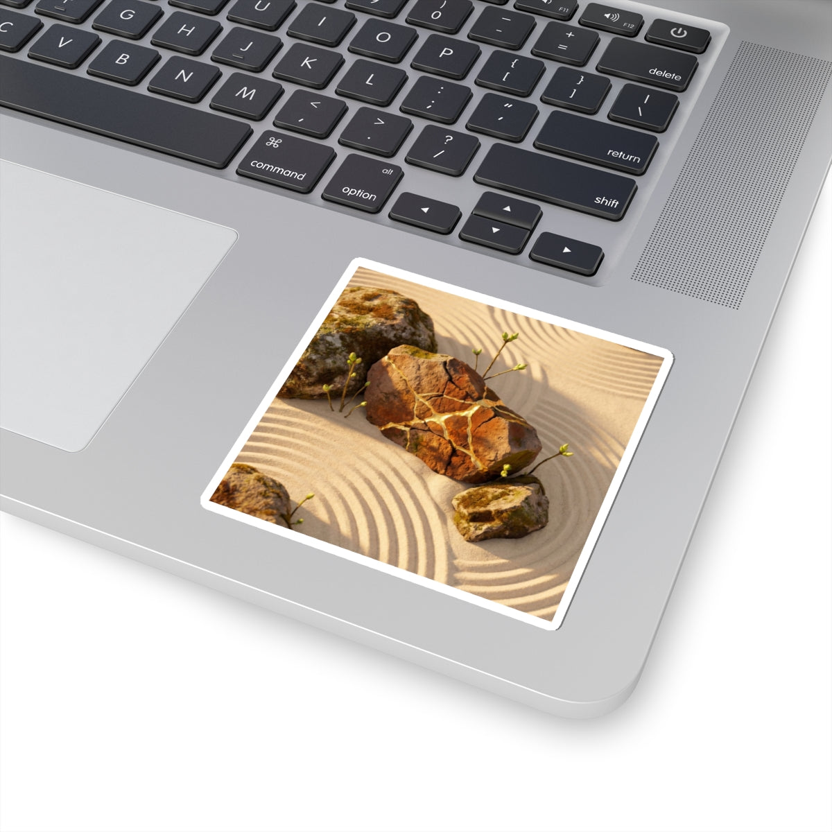 Kanso Rock Garden Sticker - Kintsugi Crackle Gold Art Print