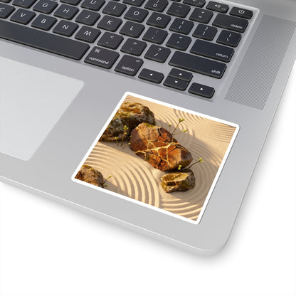 Kanso Rock Garden Sticker - Kintsugi Crackle Gold Art Print
