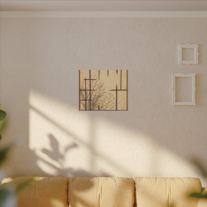 Shoji Screen Canvas Art | Winter Japandi Minimal Line Art