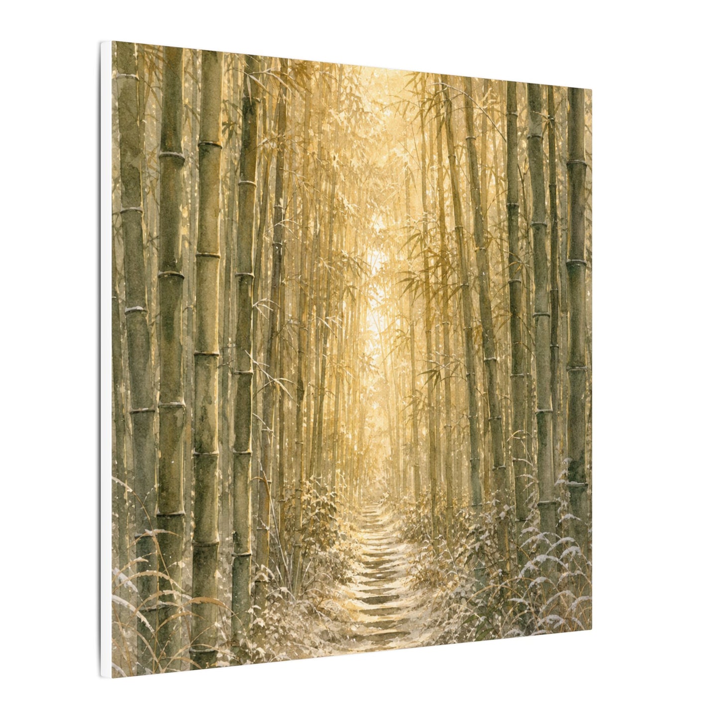 Bamboo Grove Winter Canvas Art | Japandi Elegant Design