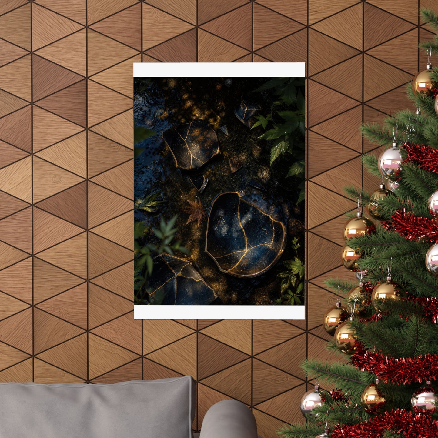 Broken Pottery Wall Art Print | Summer Dark Japandi Shadow Zen Art