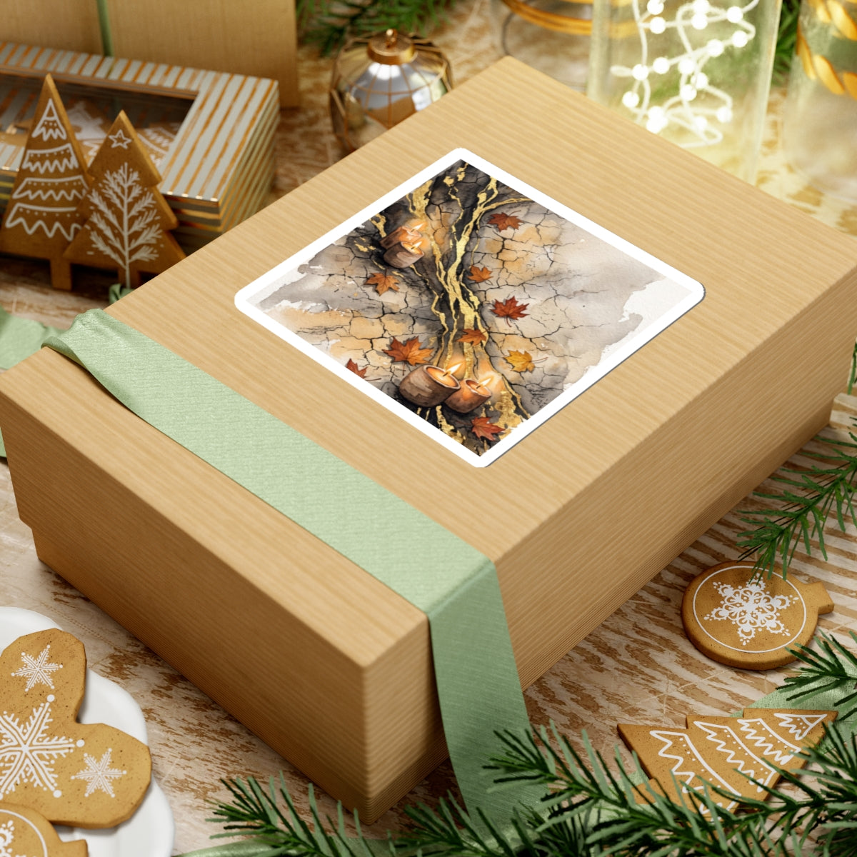 Cracked Earth Autumn Sticker | Japandi Warm Design