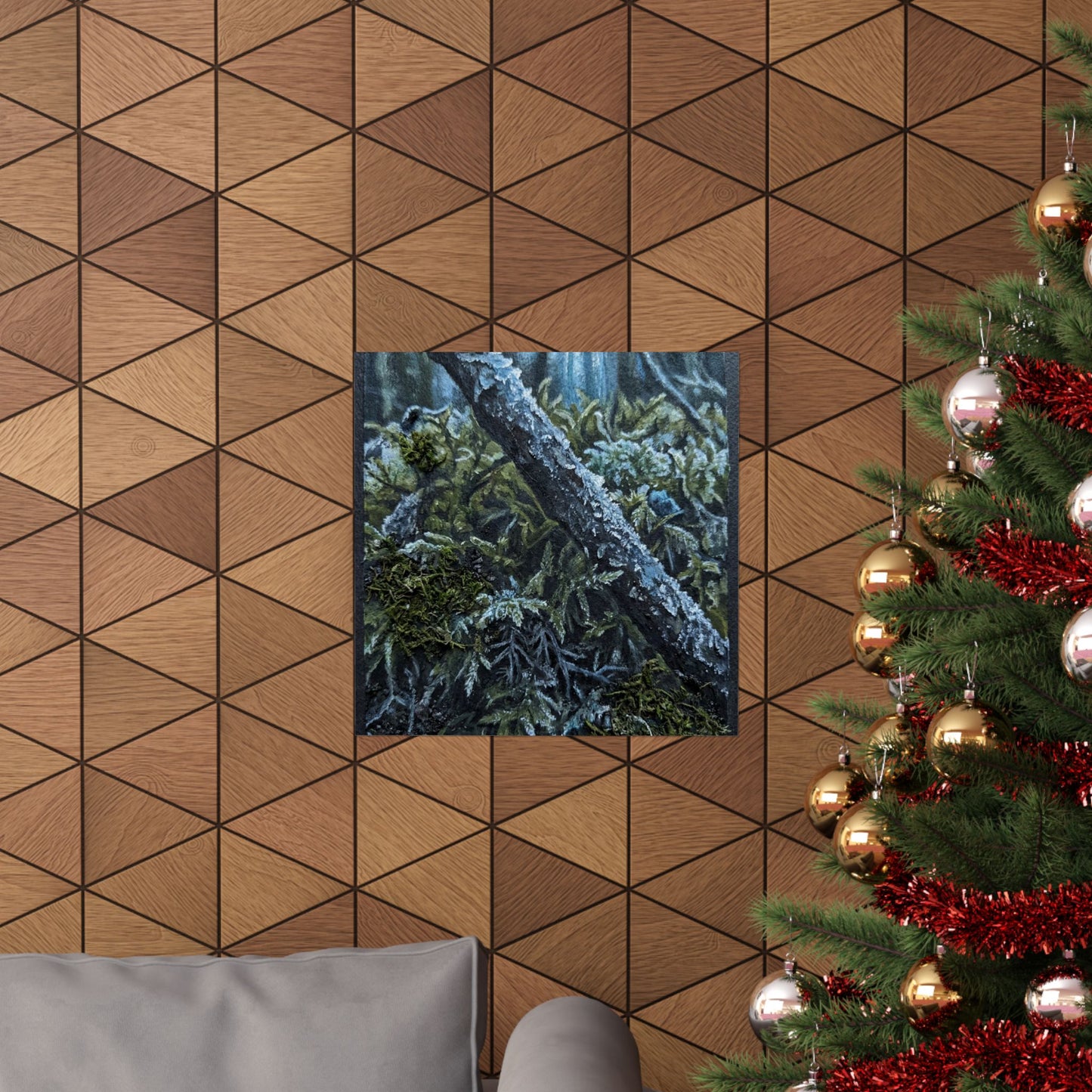 Moonlight Moss Close Up Wall Art Print - Dark Japandi Kanso