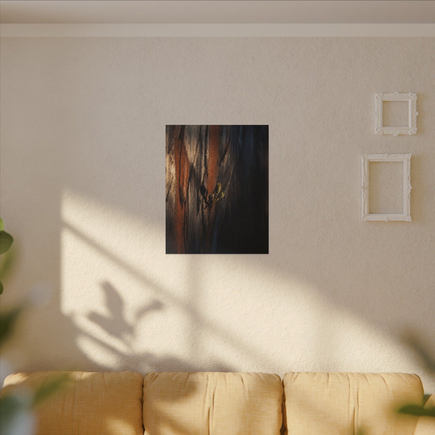 Rust Patina Charcoal Ink Canvas Art | Moody Dark Japandi Art