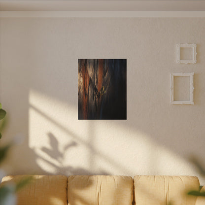 Rust Patina Charcoal Ink Canvas Art | Moody Dark Japandi Art