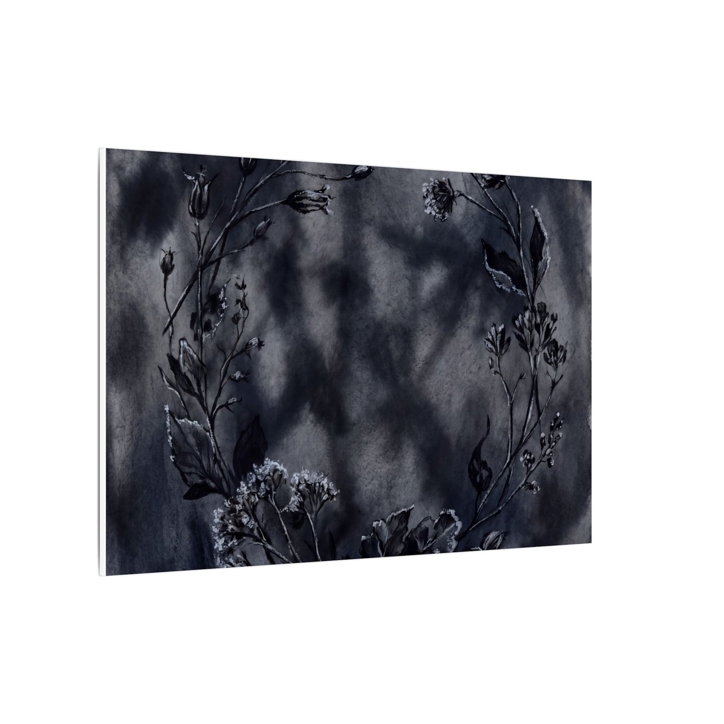 Dried Flowers Canvas Art | Winter Dark Japandi Shadow Zen Art