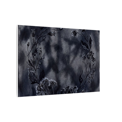 Dried Flowers Canvas Art | Winter Dark Japandi Shadow Zen Art
