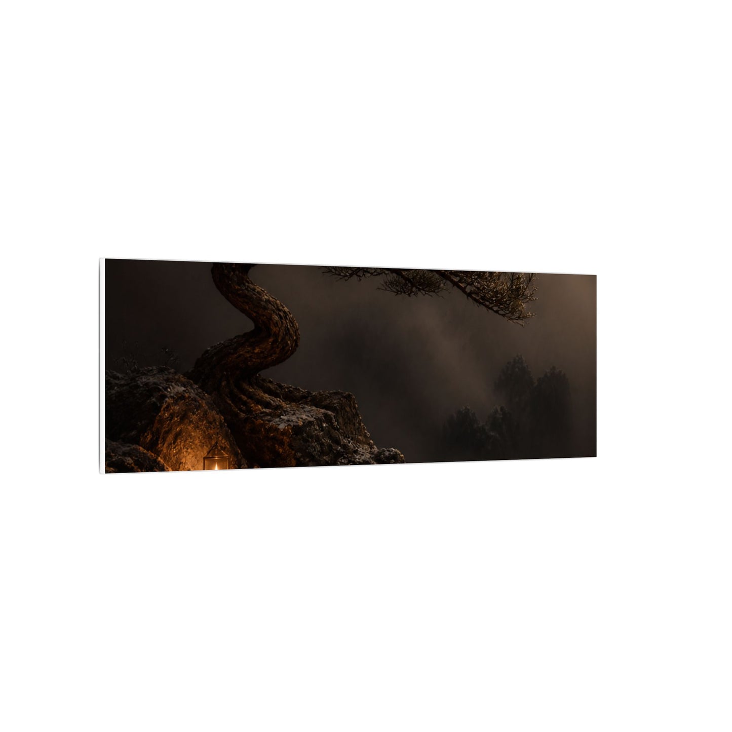 Pine Tree Shadow Zen Canvas Art | Luxurious Dark Japandi Art