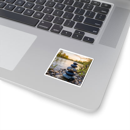 Kintsugi River Stones in Golden Hour | Gold Vein Sticker