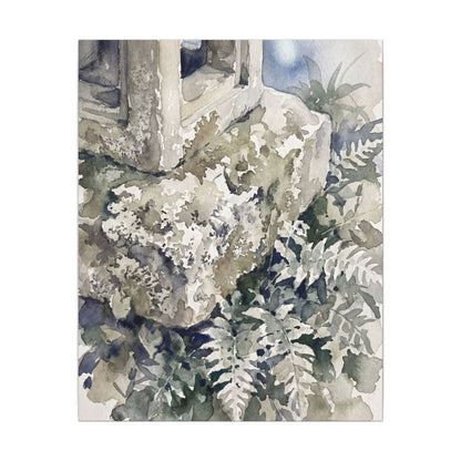 Stone Lantern Watercolor Canvas Art | Elegant Japandi Art