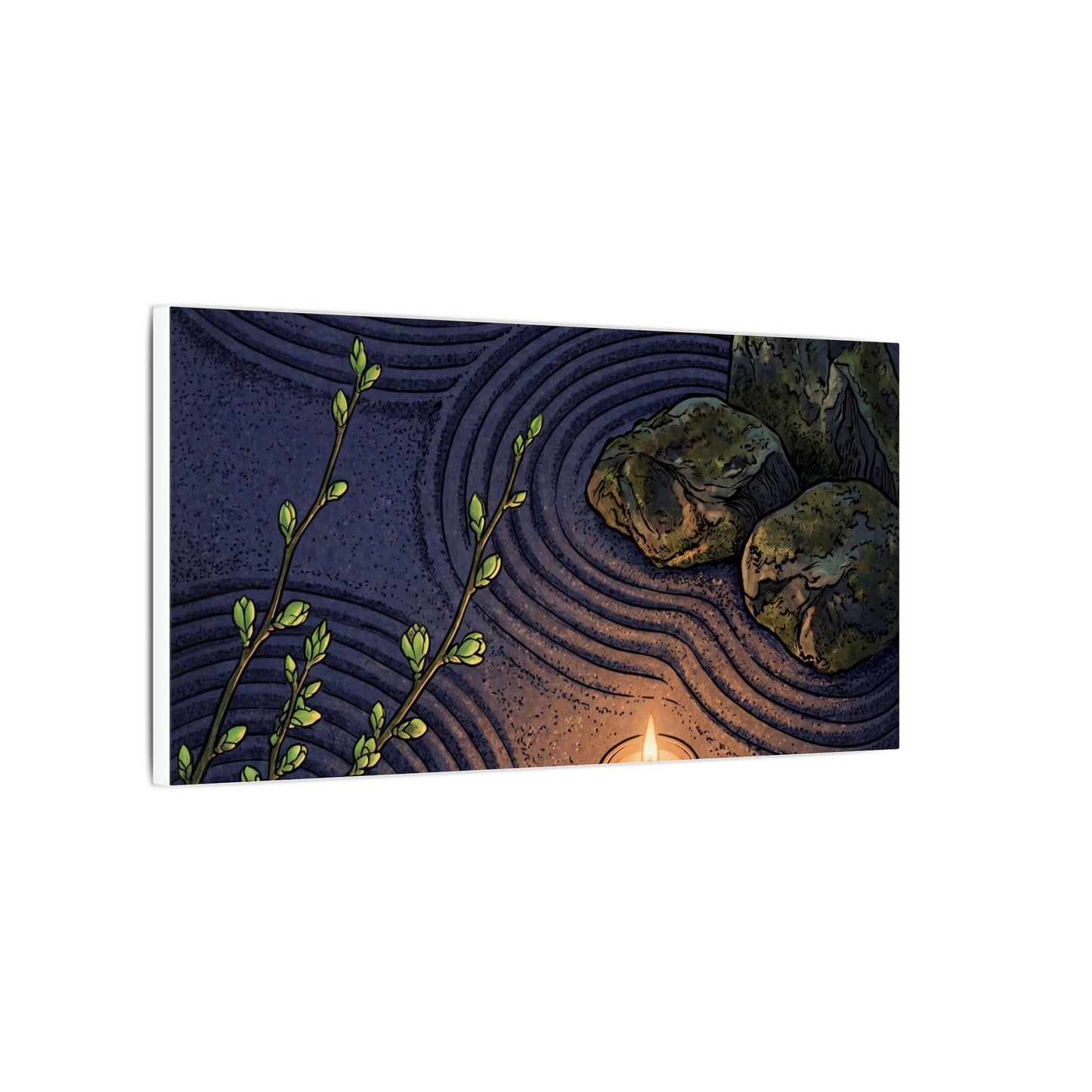 Mono No Aware Rock Garden Canvas Art - Zen Ukiyo E Inspired