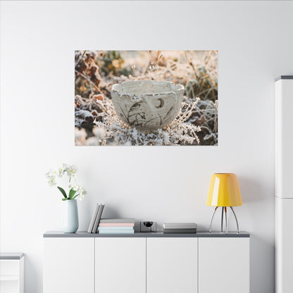 Japandi Ceramic Bowl in Golden Hour | Japanese Pattern Canvas Art