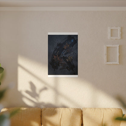 Sophisticated Ink Brushstroke Canvas Art - Dark Texture Dark Japandi