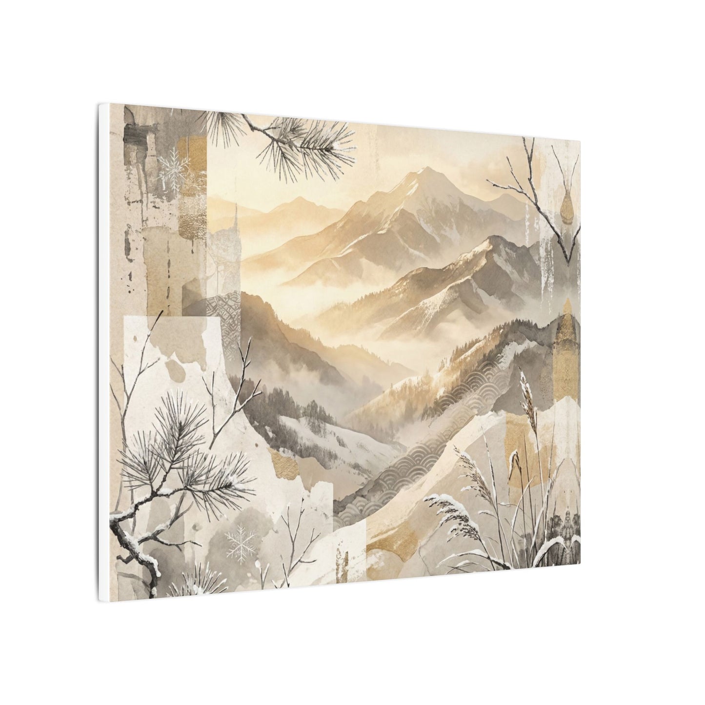 Shibui Mountain Mist Canvas Art - Japandi Japanese Pattern