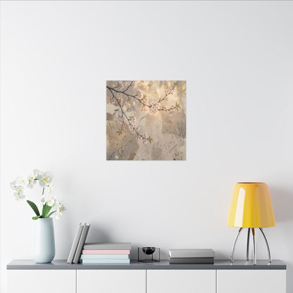 Summer Cherry Blossom Texture Canvas Art | Neutral Decor
