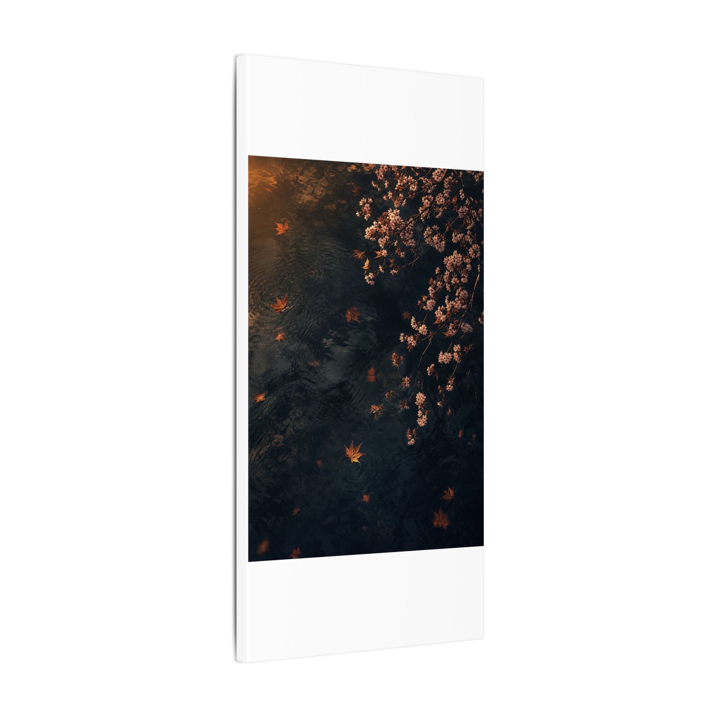 Golden Hour Cherry Blossom Canvas Art - Dark Japandi Kanso