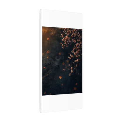 Golden Hour Cherry Blossom Canvas Art - Dark Japandi Kanso