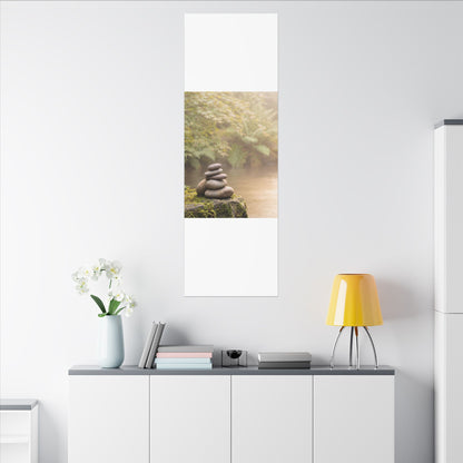 Cozy River Stones Canvas Art - Japanese Pattern Japandi