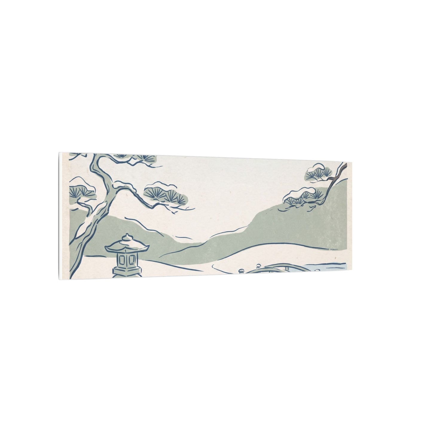 Japandi Moonlit Garden in Moonlight | Minimal Line Canvas Art