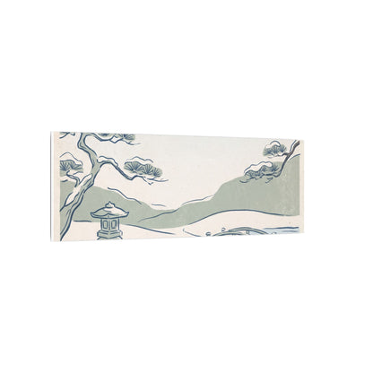 Japandi Moonlit Garden in Moonlight | Minimal Line Canvas Art