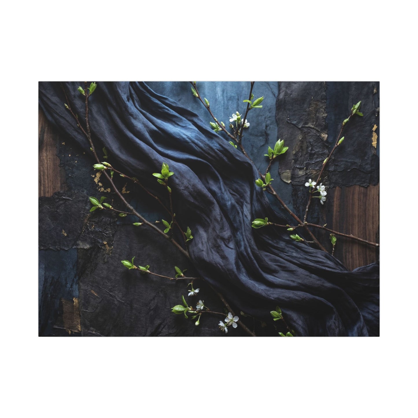 Spring Silk Drape Dark Texture Canvas Art | Atmospheric Decor Art Print