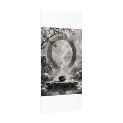 Incense Smoke Canvas Art | Winter Zen Sumi E Art
