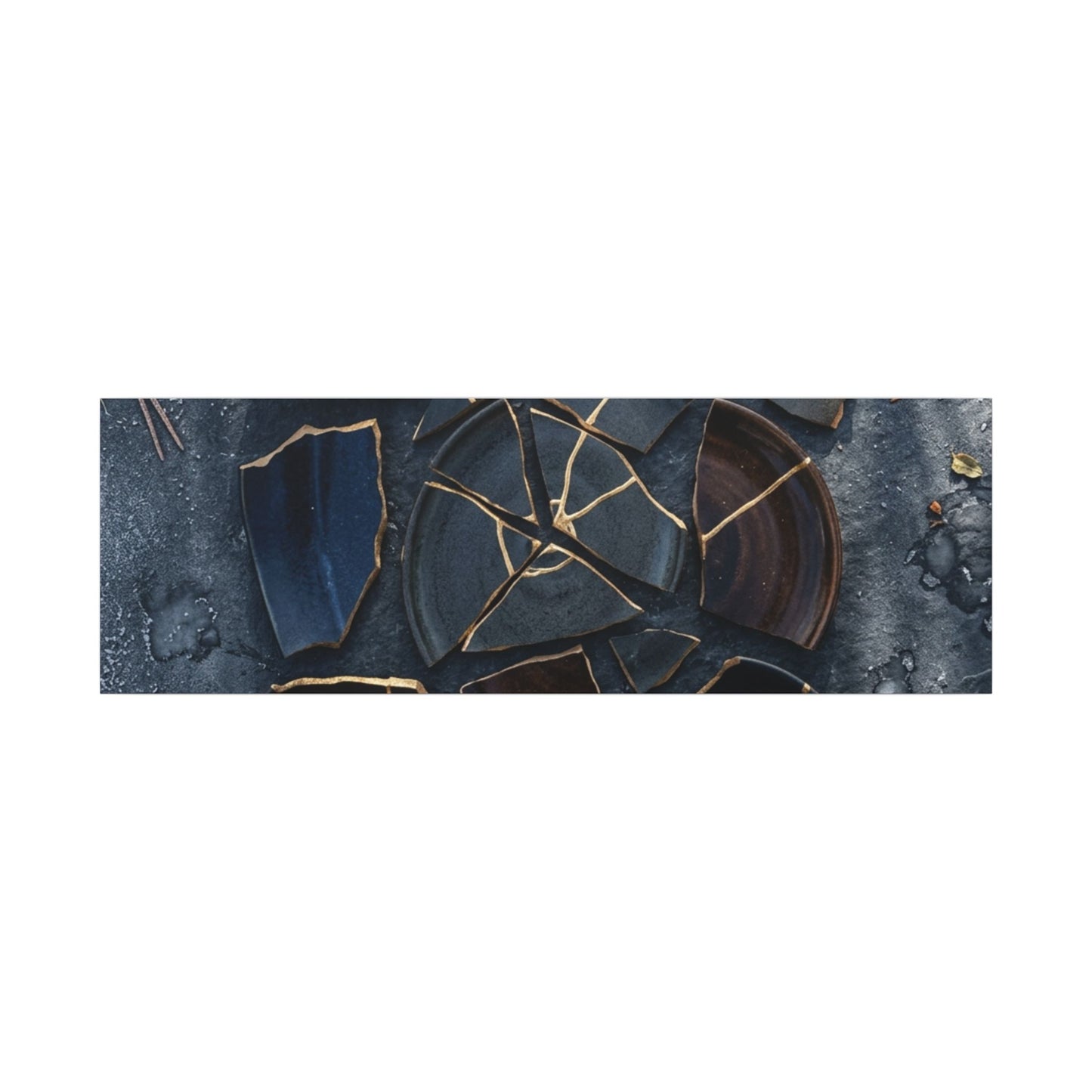 Dark Japandi Broken Pottery in Dappled | Shadow Zen Canvas Art