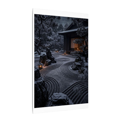 Candlelight Rock Garden Canvas Art - Dark Japandi Fukinsei