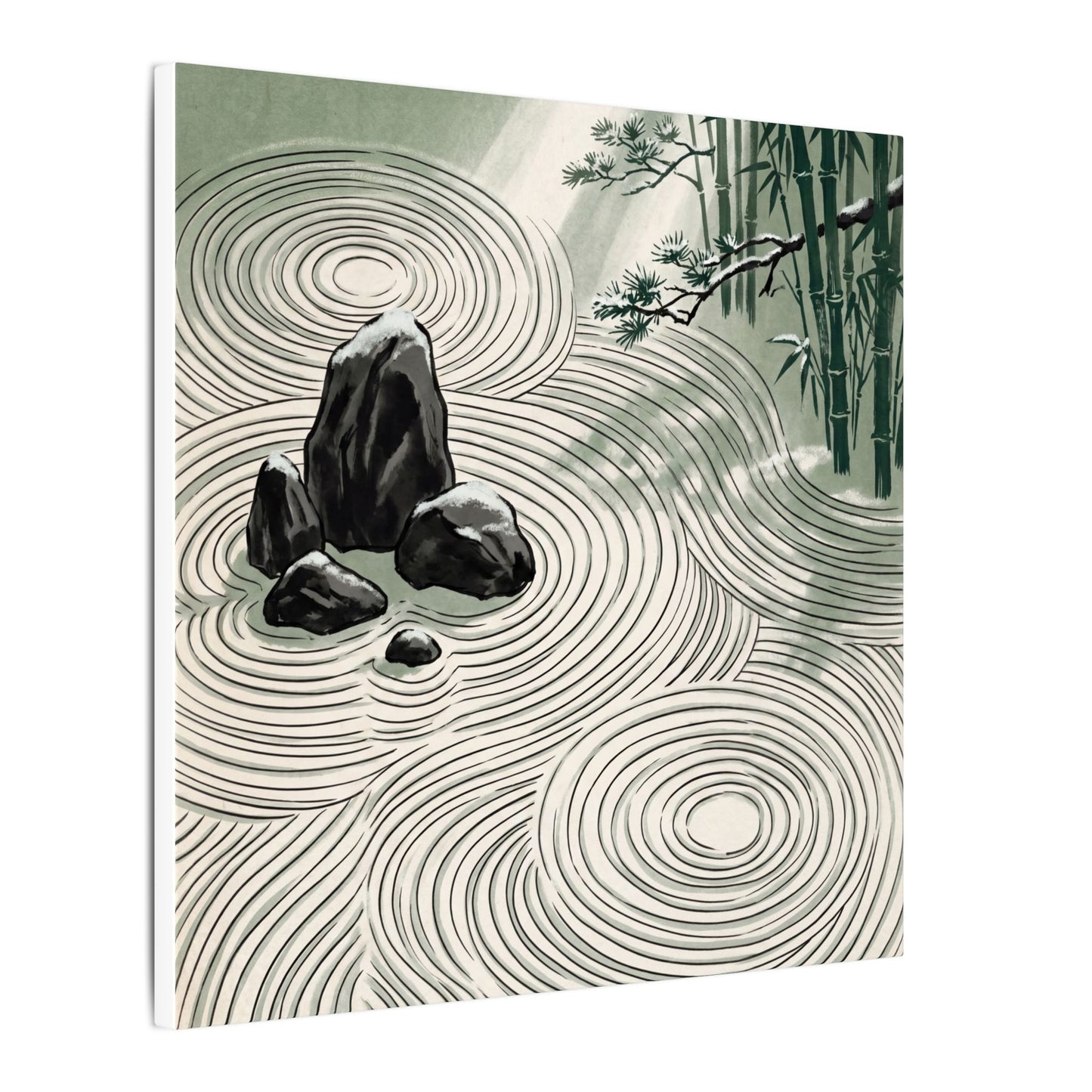 Shibui Rock Garden Canvas Art - Zen Ukiyo E Inspired