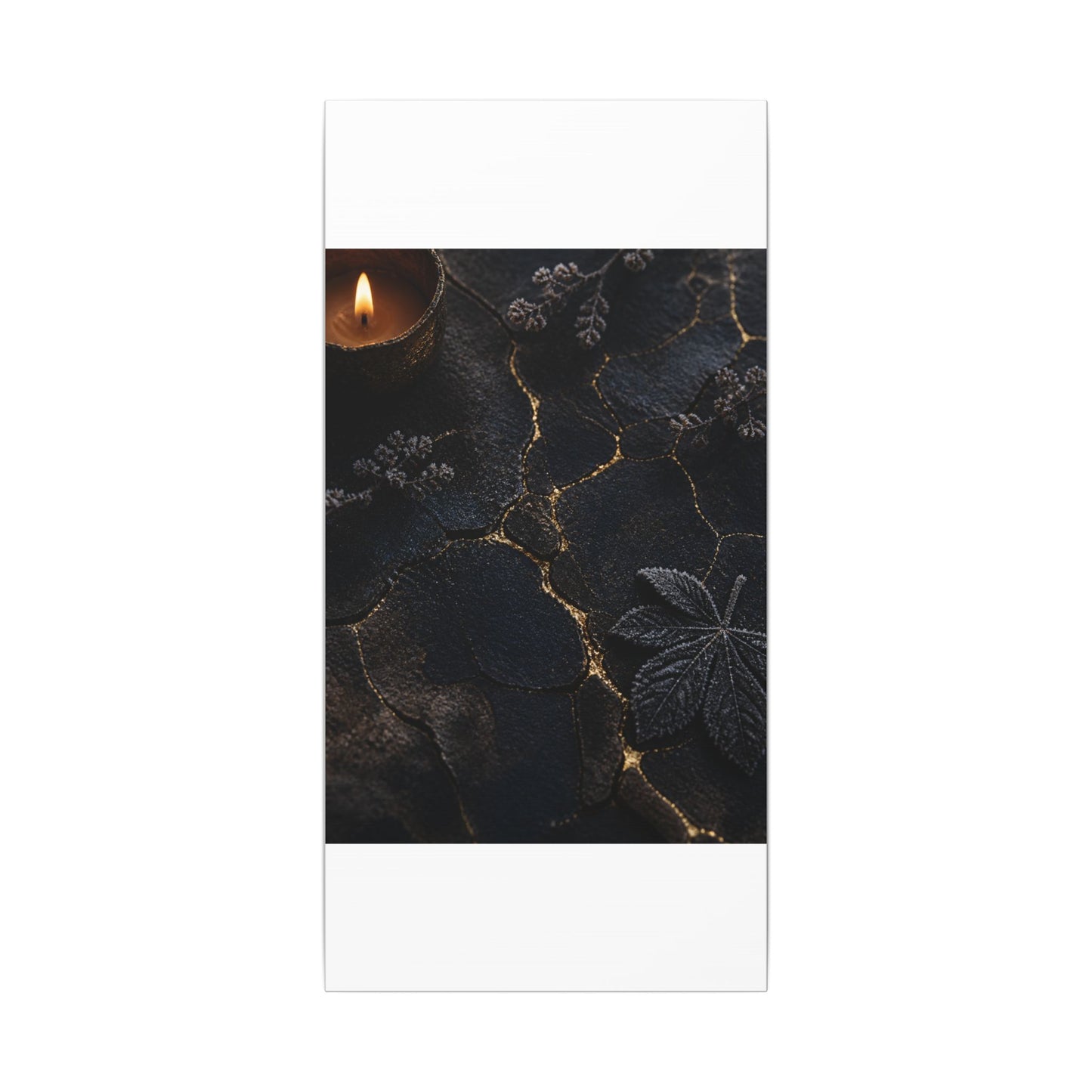Candlelight Cracked Earth Canvas Art - Dark Japandi Ma