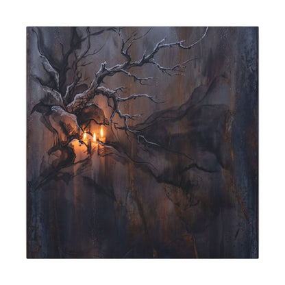 Winter Rust Patina Charcoal Ink Canvas Art | Atmospheric Decor