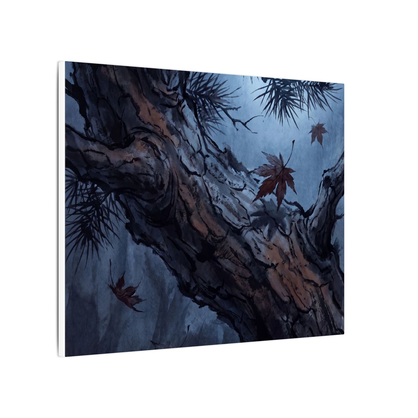 Atmospheric Pine Tree Canvas Art - Shadow Zen Dark Japandi