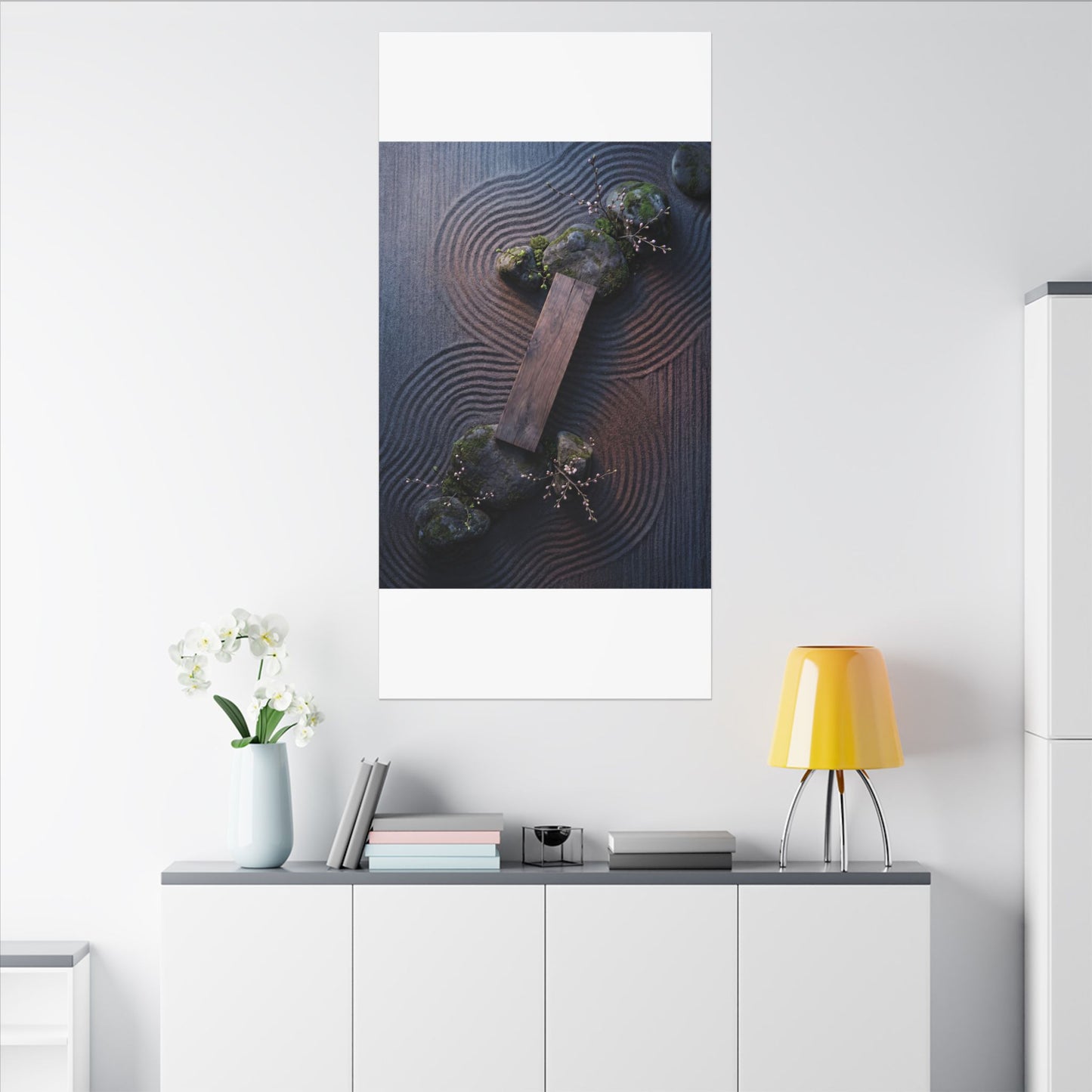 Spring Rock Garden Moody Minimal Canvas Art | Atmospheric Decor