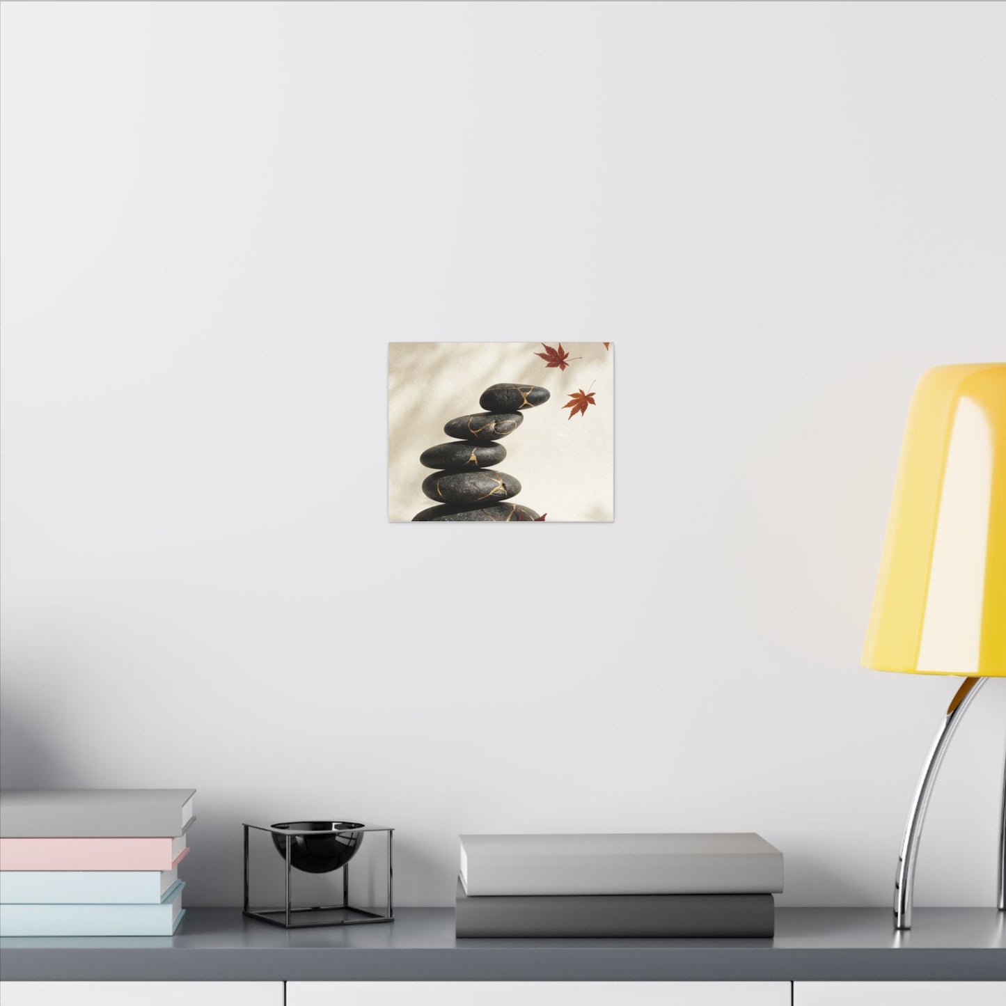 Kintsugi River Stones in Dappled | Crackle Gold Canvas Art