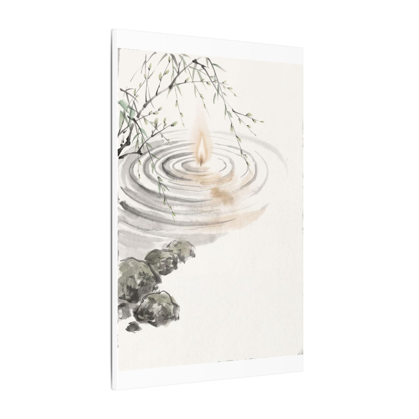 Water Ripple Sumi E Canvas Art | Tranquil Zen Art