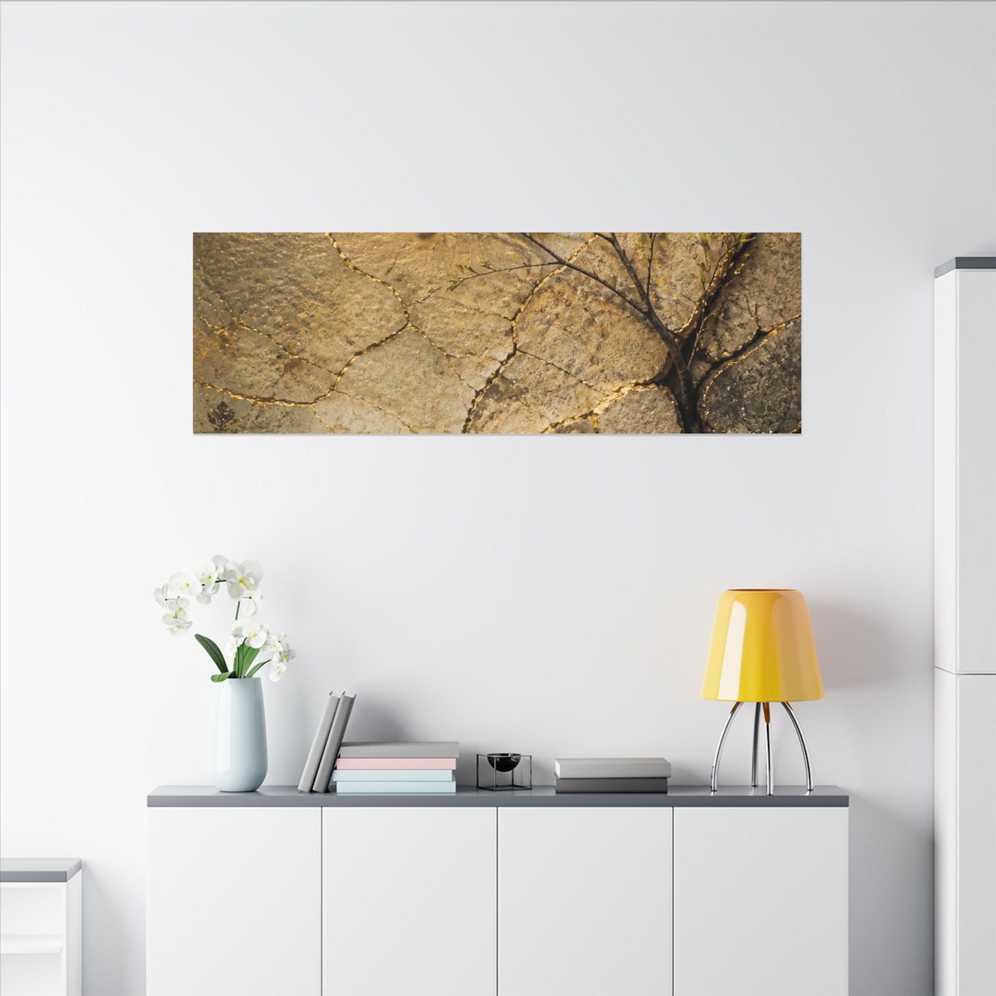 Cracked Earth Spring Canvas Art | Japandi Warm Design